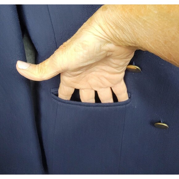 The Villager Blazer Womens 10 Blue Wool Double Breasted Gold Buttons Vintage - Picture 5 of 14